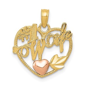Black Bow Jewelry 14k Two Tone Gold #1 Wife Heart Pendant, 16mm - 1 of 4