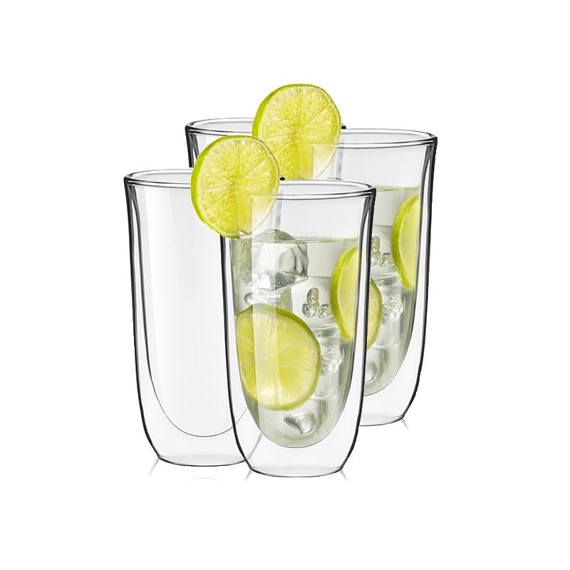 JoyJolt Spike Double Wall Glass - Set of 4 Cocktail Beer Highball Drinkware Glass -13.5-Ounces, 4 of 10