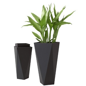 Outsunny Tall Planters Set of 3, MgO Indoor Outdoor Planters with Drainage Holes, Stackable Flower Pots for Garden, Patio, Balcony, Front Door - 1 of 4