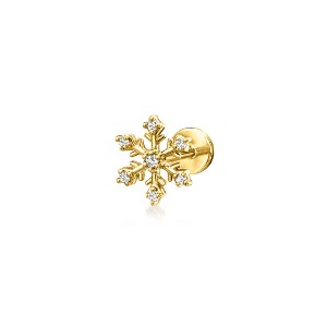 Pure Collection by Ross-Simons Diamond Snowflake Single Flat-Back Stud Earring in 14kt Yellow Gold - 1 of 4