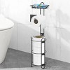 Toilet Paper Holder Stand, Black toilet Paper Holder Stand Stainless Steel Rustproof Tissue Roll Holder Floor Stand Storage for Bathroom - 2 of 4