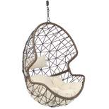 Sunnydaze Outdoor Resin Wicker Patio Danielle Hanging Basket Egg Chair Swing with Cushion and Headrest - 2pc