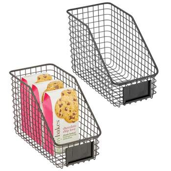3ct mDesign Woven Farmhouse Pantry Food Storage Bin Basket Box, 3 Pack, Camel Brown