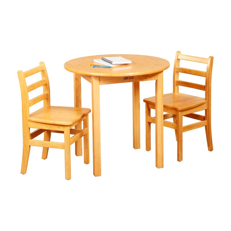 ECR4Kids 30in D Round Hardwood Table with 28in Legs and Two 16in Chairs, Kids Furniture, 4 of 12