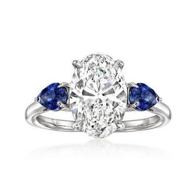 Ross-Simons 3.00 Carat Lab-Grown Diamond Ring With 1.00 ct. t.w. Sapphires in 14kt White Gold