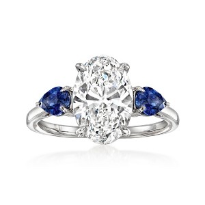 Ross-Simons 3.00 Carat Lab-Grown Diamond Ring With 1.00 ct. t.w. Sapphires in 14kt White Gold - 1 of 4