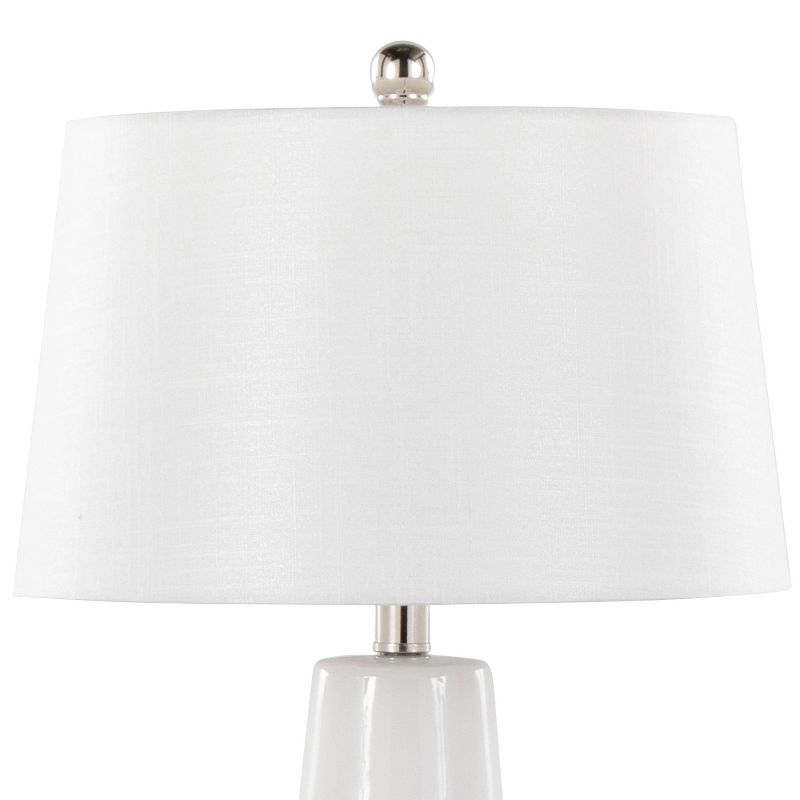 LumiSource Penelope 22&#34; Contemporary Ceramic Table Lamp with White and Gold Ceramic Body and White Shade, 4 of 7