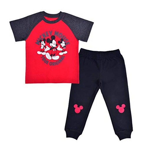 Disney Mickey Mouse Little Boys 2 Pack French Terry Jogger Pants Grey /  Black 6 : Target