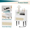 Nightstands Set of 2 with Charging Station, Bedside Table with Drawer Open Shelf, Cane Accent Side End Table, Night Stand for Dorm and Small Spaces - 4 of 4