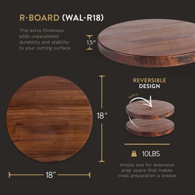 18-Inch Round Walnut Wood Cutting Board with Edge Grain