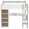 Whisen Wood Full Size Loft Bed with Storage Shelves, Clothes Rails and Desk - 4 of 4