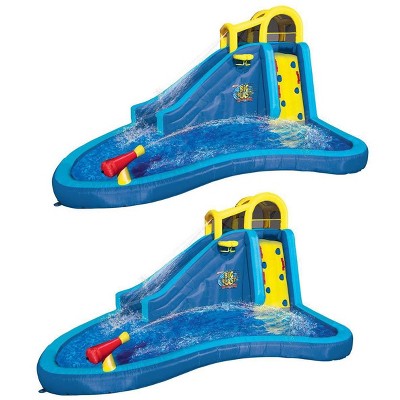 Banzai Inflatable Big Blast Splash Slide Lagoon Pool Outdoor Water Park (2 Pack)