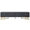 TiramisuBest White Black Rectangle TV Stand for TVs up to 80 Inch High Gloss UV Surface Contemporary Console Drawers Cabinets Living Room - 3 of 4