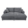 86 Inch Loveseat Sectional Sofa Bed,Corduroy Sleeper Sofa with Two USB Ports,Two Cup Holders and Two Throw Pillows-Maison Boucle - 4 of 4