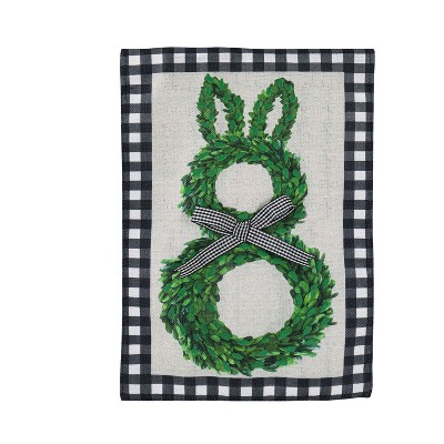 Boxwood Bunny Garden Burlap Flag