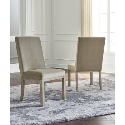 Gray Upholstered Wood Side Chair Set with Contemporary Design