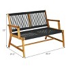 Tangkula 2-Person Outdoor Acacia Wood Bench Patio Loveseat Rope Bench Turquoise/Black - 3 of 4