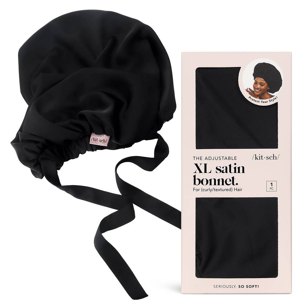 Photos - Hair Styling Product Kitsch Satin Sleep Hair Bonnet - Black