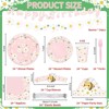 Hachikiko Pink Daisy Birthday Party Decorations,192 Pcs Summer Daisy Party Supplies with Daisy Paper Plates,Napkins,Cups,Cup Sleeves,Bee Birthday Hats - 2 of 4
