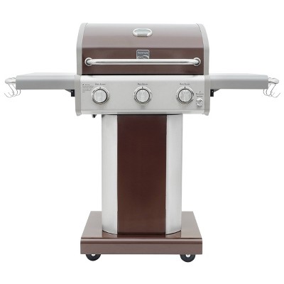 Kenmore 3-Burner Pedestal Grill with Foldable Side Shelves 4030400LD-MO Mocha