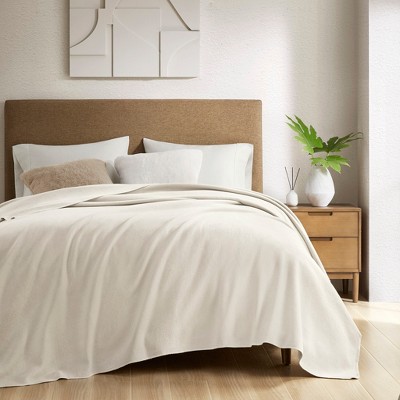 100% Premium Cotton Oversized Solid Bed Blanket,  Natural Look Lightweight Fabric Ultra Soft Blanket for All Season