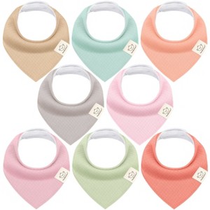8pk Organic Quin Bandana Bibs, Baby Bibs for Drooling and Teething, Cotton Drool Bibs for Baby Girl, Baby Boy - 1 of 4