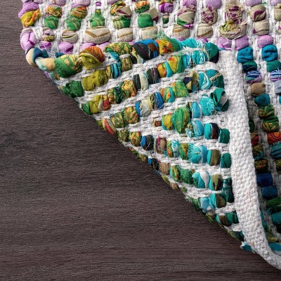 Handmade Easy Care Tufted Green Cotton Blend Area Rug