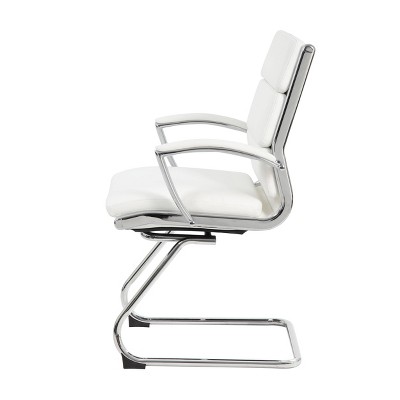 Chic White CaressoftPlus Executive Guest Chair with Chrome Finish