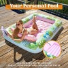 Joyfy 4 in 1 Inflatable Sunbathing Pool Floatie Bed with Pillow, 85" x 57" Pool Floats Lounger Adult, Tropical Leaves Float Pool, Cyan Pink - 2 of 4