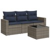 4 Piece Patio Sofa Set with Cushions ,Poly Rattan vidaXL - 2 of 3