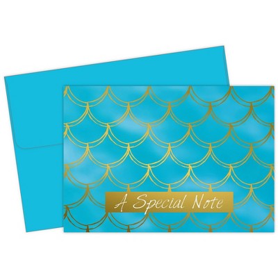 Floral Gold Mermaid Party Thank You Cards
