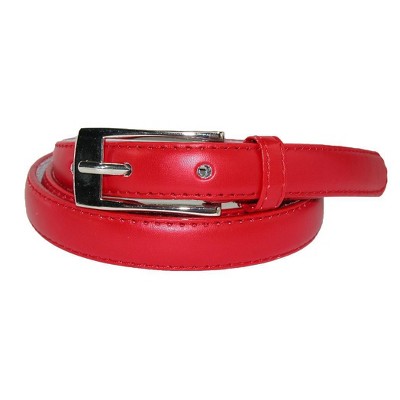 Ctm Women's Skinny Leather Dress Belt, Xl, Red : Target