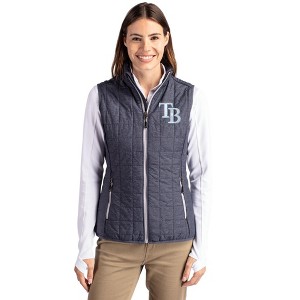 Tampa Bay Rays Cutter & Buck Rainier PrimaLoft® Womens Eco Insulated Full Zip Puffer Vest - Anthracite Melange - Small - 1 of 1