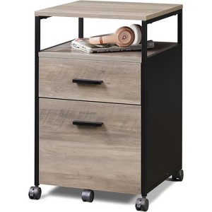 2 Drawer File Cabinet, Mobile Printer Stand with Open Storage Shelf, Wood Filing Cabinet fits A4 or Letter Size for Home Office - 1 of 1