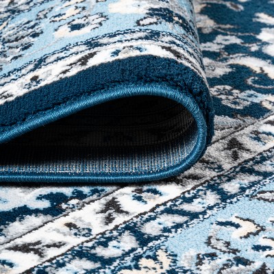 Navy/Blue Medallion Easy-Care Synthetic Area Rug