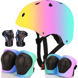 Evita Color Gradient Adjustable Bike Helmet with Knee and Elbow Pads - Kids for Ages 3-14 - 1 of 4