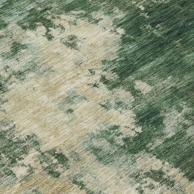 HomeRoots 3' X 5' Fern Green And Beige Abstract Washable Indoor Outdoor Area Rug