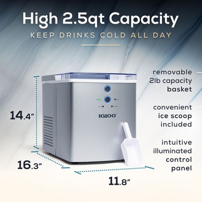 Compact Silver Stainless Steel Portable Countertop Ice Maker