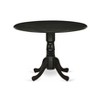 East West Furniture 3-Piece Dining Set Includes a Dining Table with Drop Leaves and 2 Dark Gotham Grey Linen Fabric Dining Chairs -Black - 3 of 4