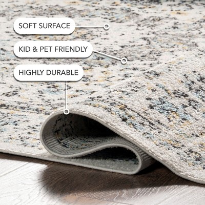 Gray Distressed Persian 5' x 7' Synthetic Area Rug