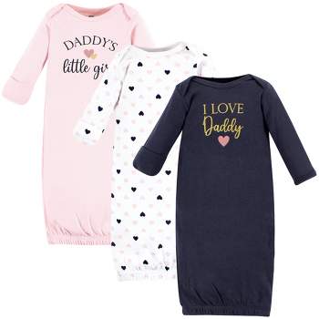 Hudson Baby Infant Girl Cotton Gowns, Girl Daddy Pink Navy