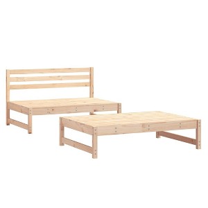 vidaXL 2 Piece Garden Lounge Set Natural Pine Solid Wood Rustic Outdoor Sofa with Coffee Table Seating for 4 People Modular Patio Furniture Wooden - 1 of 4