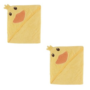 Luvable Friends Unisex Baby Cotton Animal Face Hooded Towel, Duck 2-Piece Set, One Size - 1 of 1