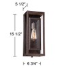 Possini Euro Design Modern Industrial Farmhouse Rustic Outdoor Wall Light Fixture Bronze 15 1/2" Clear Glass for Exterior Barn Deck House Porch Yard - 4 of 4