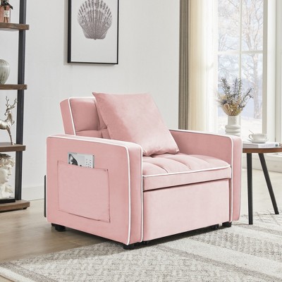 TiramisuBest 3 in 1 Sofa Foldable Sofa Bed Chair Convertible Recliner Adjustable Backrest Soft Velvet Feel Comfy Lounger