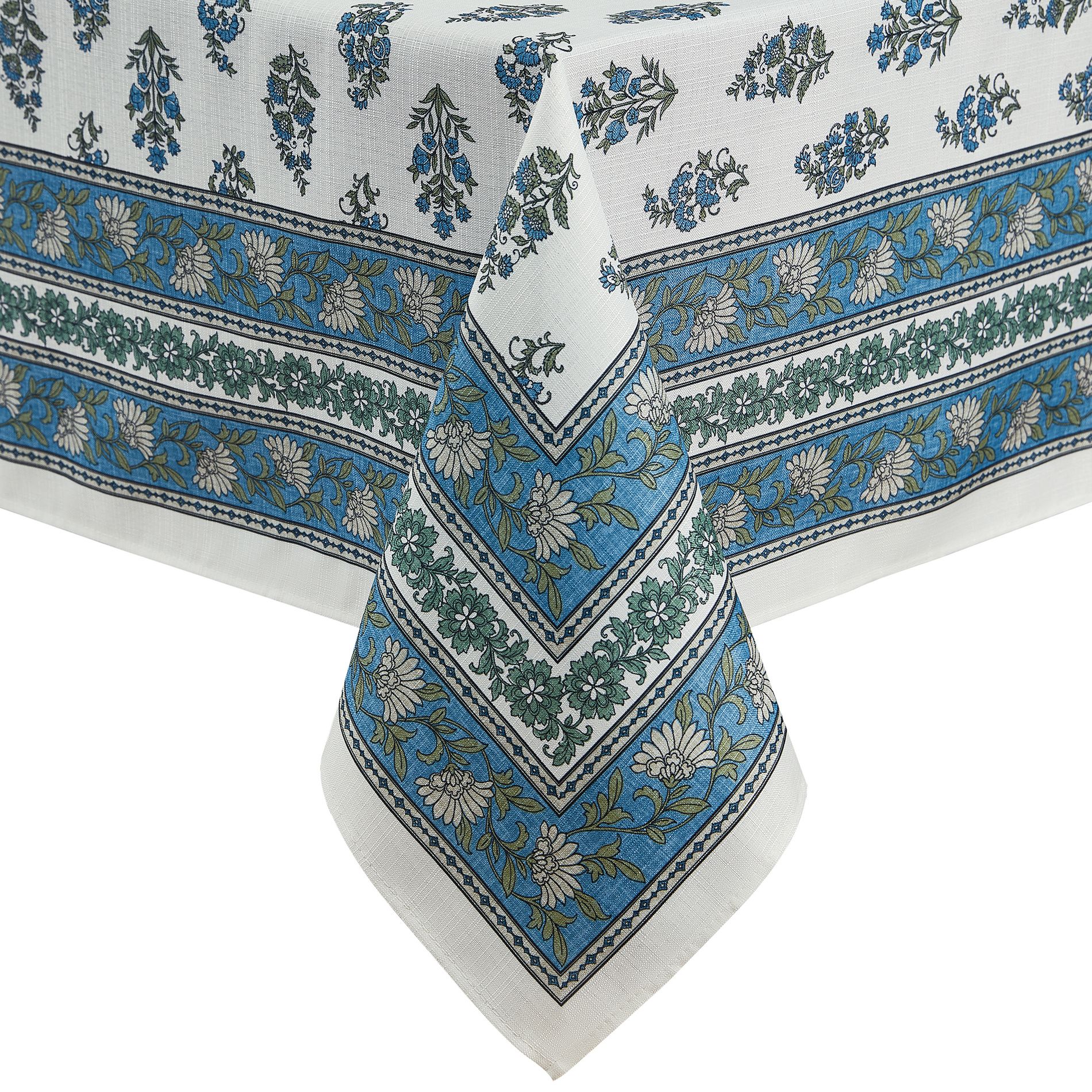 Elrene Tropez Block Print Stain & Water Resistant Indoor/Outdoor Tablecloth - Elrene Home Fashions