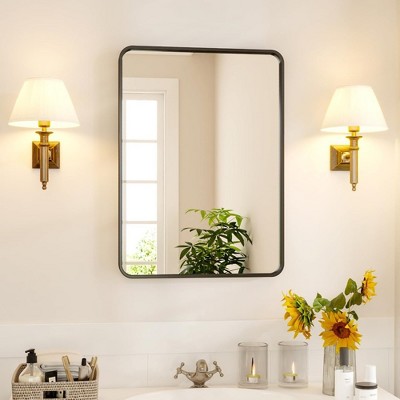 Bathroom Mirror - Rectangular Black Metal Frame, Versatile Mirror for Bathroom, Living Room, Bedroom, Entryway & Hallway