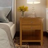 24" Sterling Solid Wood Nightstand Light Golden Brown - WyndenHall: Mid-Century Design, 2 Drawers, Open Storage - 2 of 4