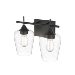 Tangkula 2/3-Light Wall Sconce Vanity Light Fixture with Clear Seeded Glass Lampshade - 1 of 4