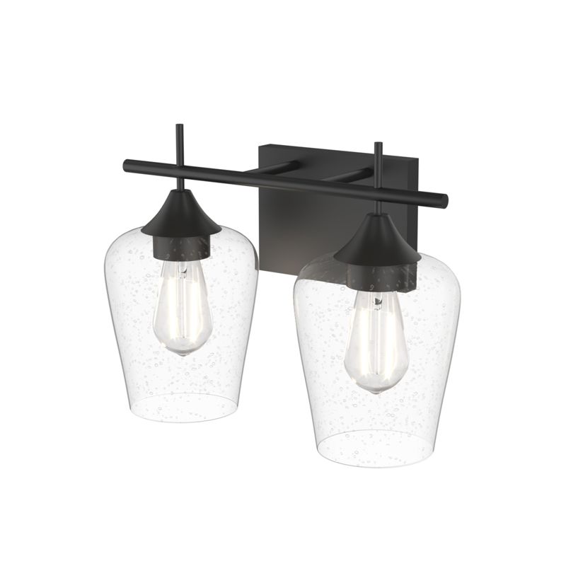 Tangkula 2/3-Light Wall Sconce Vanity Light Fixture with Clear Seeded Glass Lampshade, 1 of 6